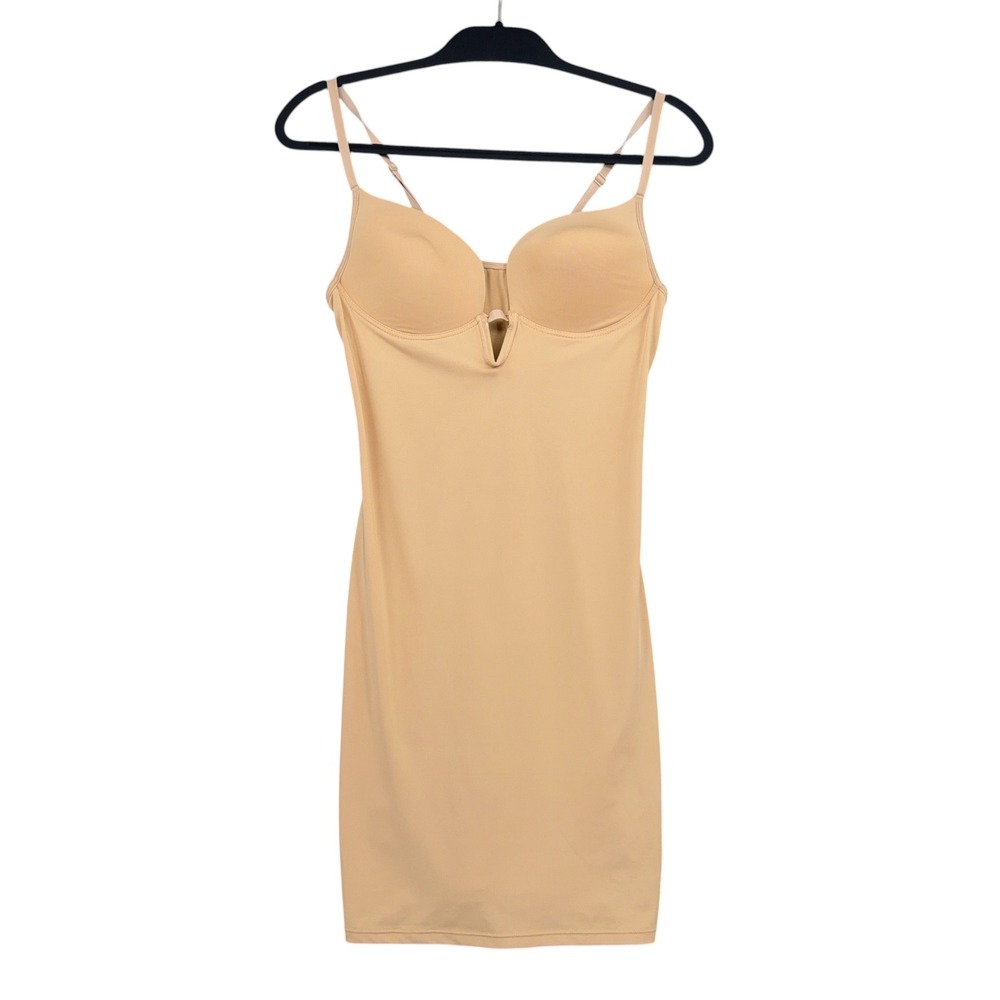 Rachel Roy Shapewear Slip Women XL Nylon Spandex Nude Beige Deep V-Neck